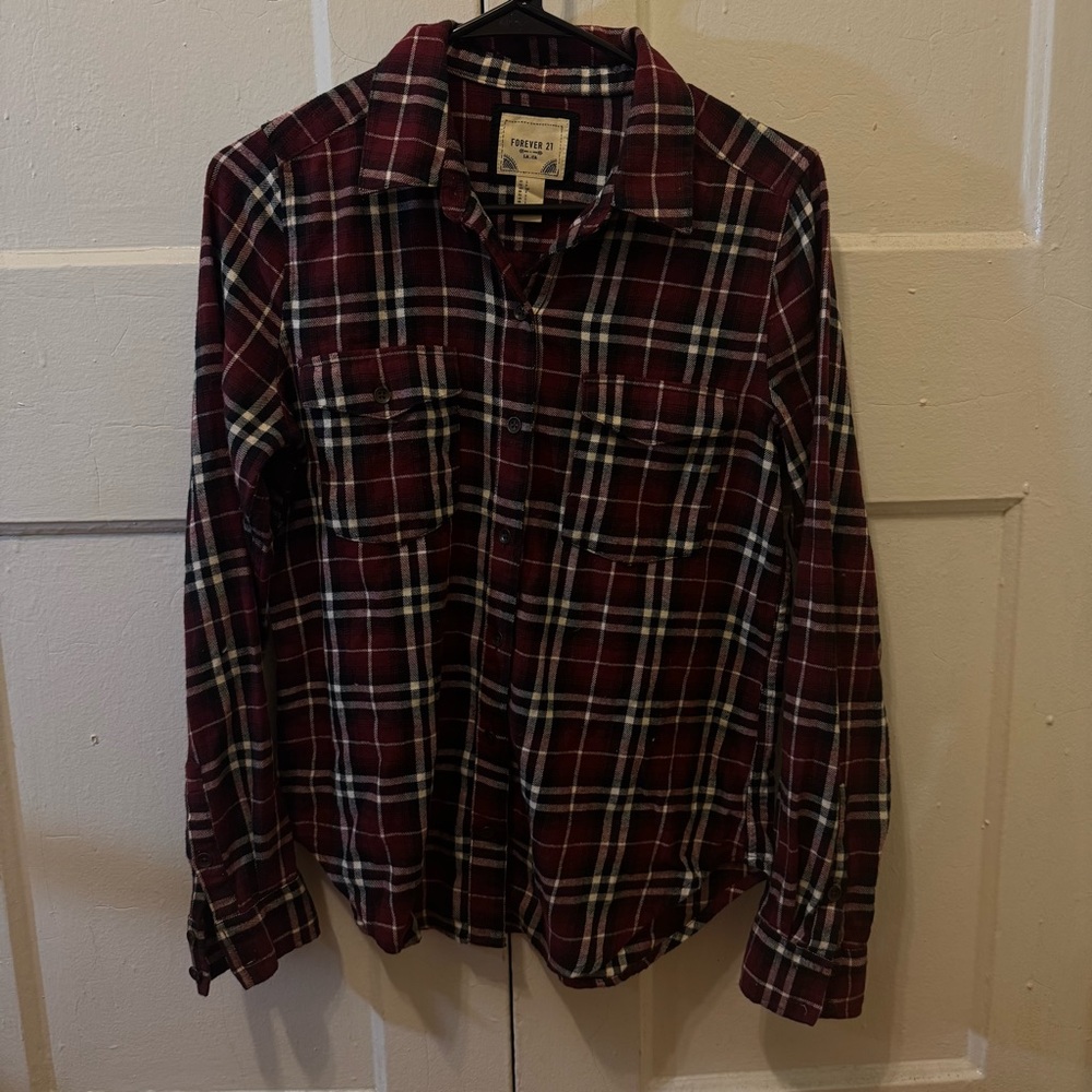 Burgundy Red Plaid Flannel